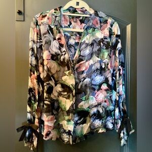 White House Black Market Multicolor Floral Blouse